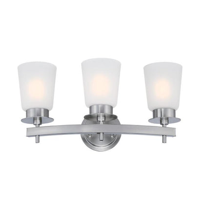 Reynaldo Three-Light Wall Fixture: Brushed Nickel Finish
