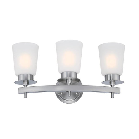 Reynaldo Three-Light Wall Fixture: Brushed Nickel Finish