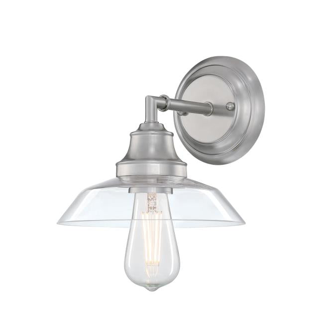 Iron Hill One-Light Wall Fixture: Brushed Nickel Finish