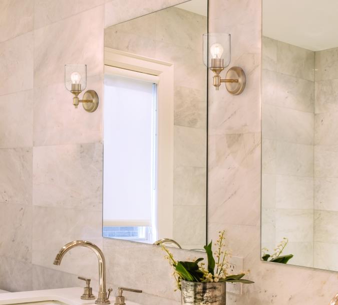 Basset One-Light Wall Fixture: Champagne Brass Finish