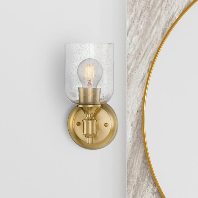 Basset One-Light Wall Fixture: Champagne Brass Finish