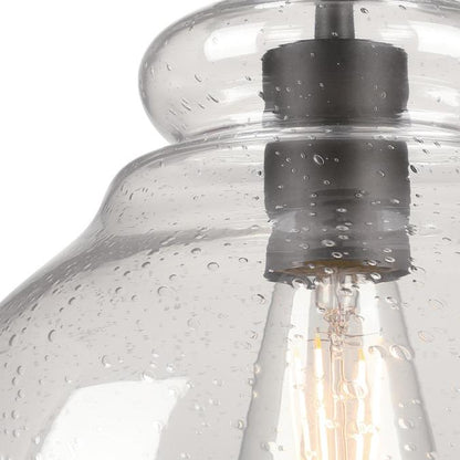 Fiona One-Light Indoor Pendant: Black-Bronze Finish with Highlights and Clear Seeded Glass