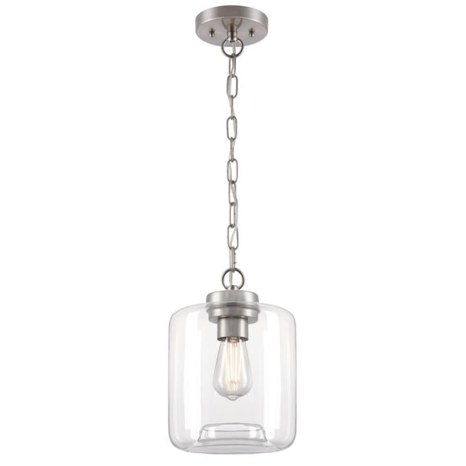 Judd One-Light Indoor Mini Pendant: Brushed Nickel Finish with Clear Glass