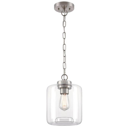 Judd One-Light Indoor Mini Pendant: Brushed Nickel Finish with Clear Glass