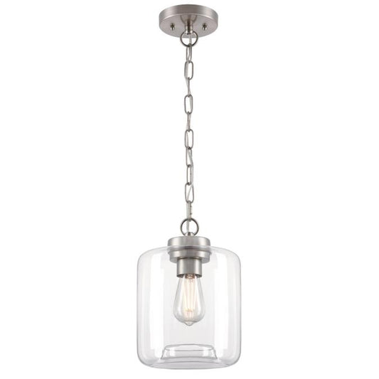 Judd One-Light Indoor Mini Pendant: Brushed Nickel Finish with Clear Glass