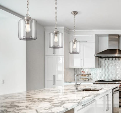 Judd One-Light Indoor Mini Pendant: Brushed Nickel Finish with Clear Glass