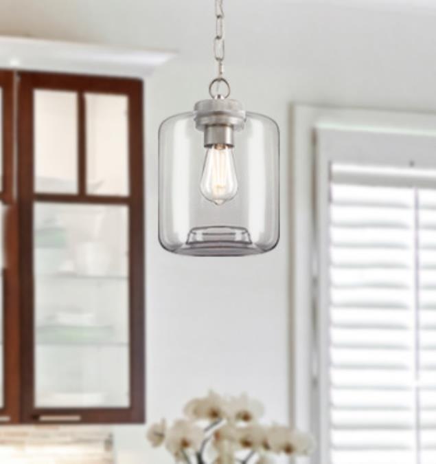 Judd One-Light Indoor Mini Pendant: Brushed Nickel Finish with Clear Glass