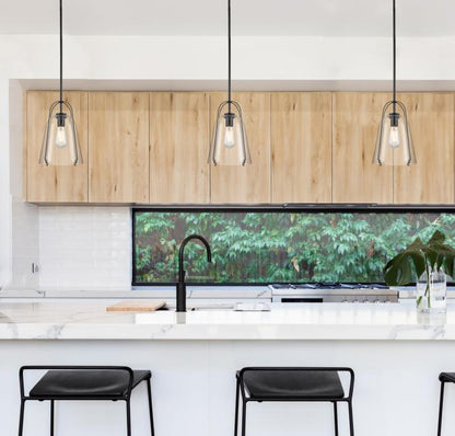 Kewadin One-Light Indoor Pendant: Matte Black Finish with Clear Glass