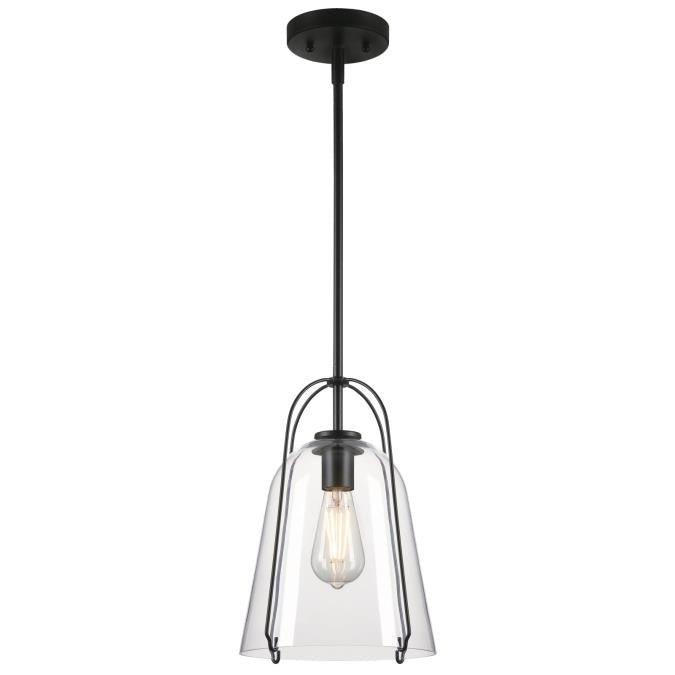 Kewadin One-Light Indoor Pendant: Matte Black Finish with Clear Glass
