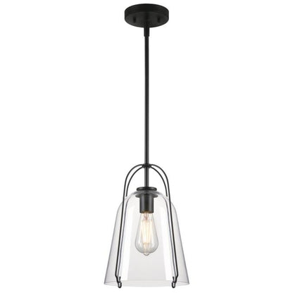 Kewadin One-Light Indoor Pendant: Matte Black Finish with Clear Glass