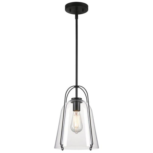 Kewadin One-Light Indoor Pendant: Matte Black Finish with Clear Glass