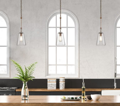 Biloxi One-Light Indoor Mini Pendant: Barnwood Finish with Clear Seeded Glass