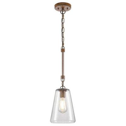 Biloxi One-Light Indoor Mini Pendant: Barnwood Finish with Clear Seeded Glass