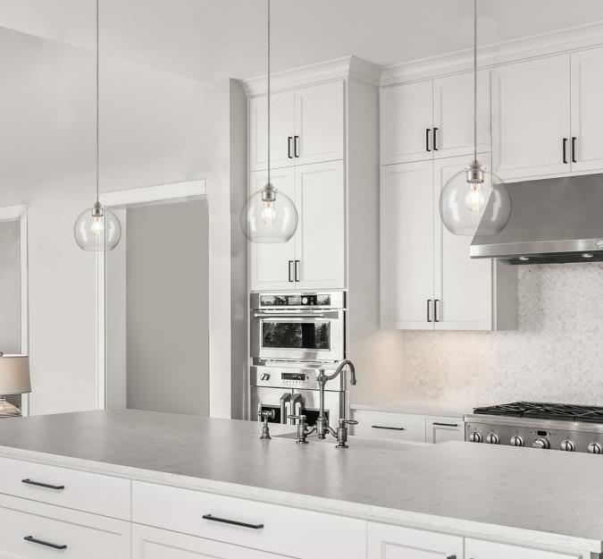 Tatze One-Light Indoor Mini Pendant: Brushed Nickel Finish with Clear Glass