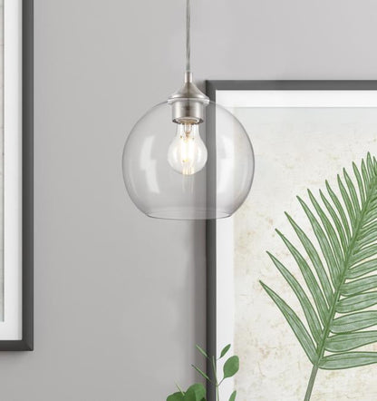 Tatze One-Light Indoor Mini Pendant: Brushed Nickel Finish with Clear Glass