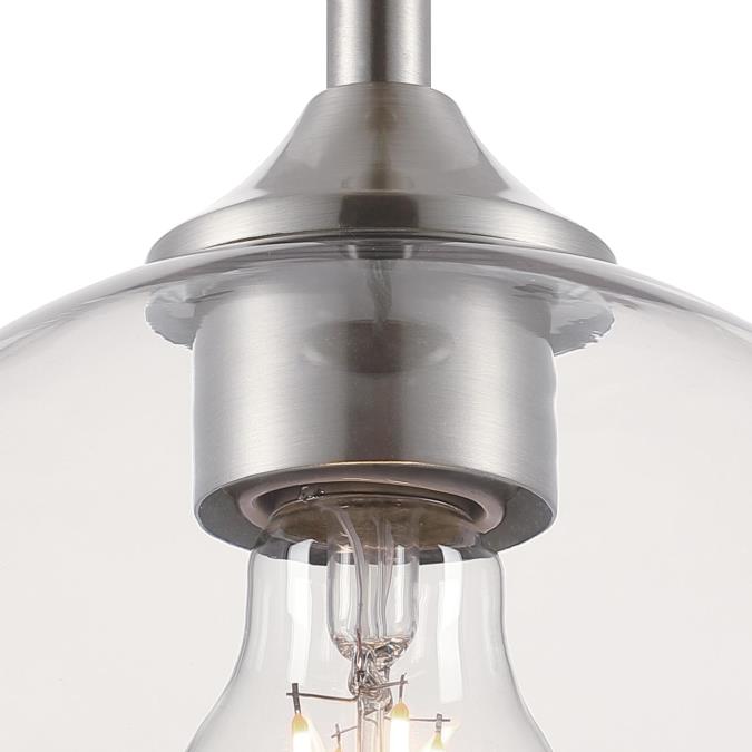 Tatze One-Light Indoor Mini Pendant: Brushed Nickel Finish with Clear Glass
