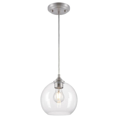 Tatze One-Light Indoor Mini Pendant: Brushed Nickel Finish with Clear Glass