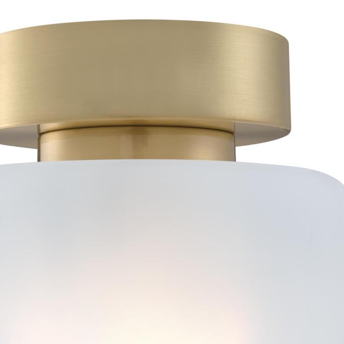 Judd 8-Inch, One-Light Semi-Flush Mount Ceiling Fixture: Champagne Brass Finish with Frosted Glass