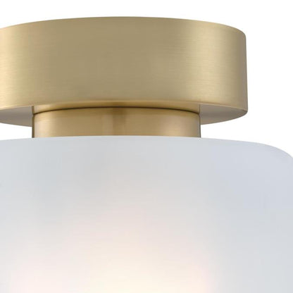 Judd 8-Inch, One-Light Semi-Flush Mount Ceiling Fixture: Champagne Brass Finish with Frosted Glass