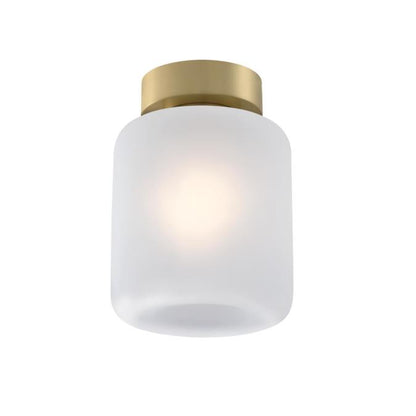 Judd 8-Inch, One-Light Semi-Flush Mount Ceiling Fixture: Champagne Brass Finish with Frosted Glass