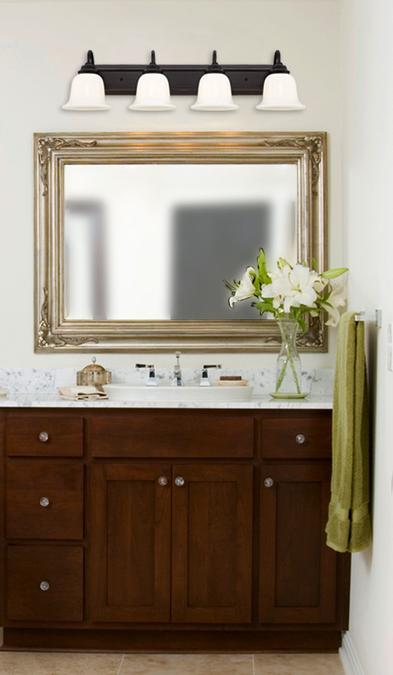 Harwell Four-Light Indoor Wall Fixture: Amber Bronze Finish