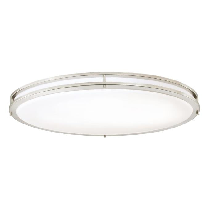 Lauderdale 32-1/2-Inch Oval Dimmable LED Indoor Flush Mount Ceiling Fixture: Brushed Nickel Finish with White Acrylic Shade