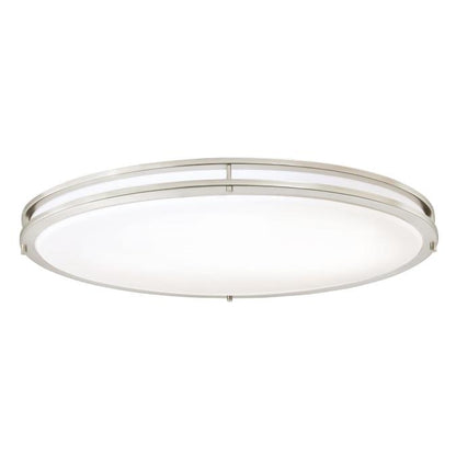Lauderdale 32-1/2-Inch Oval Dimmable LED Indoor Flush Mount Ceiling Fixture: Brushed Nickel Finish with White Acrylic Shade
