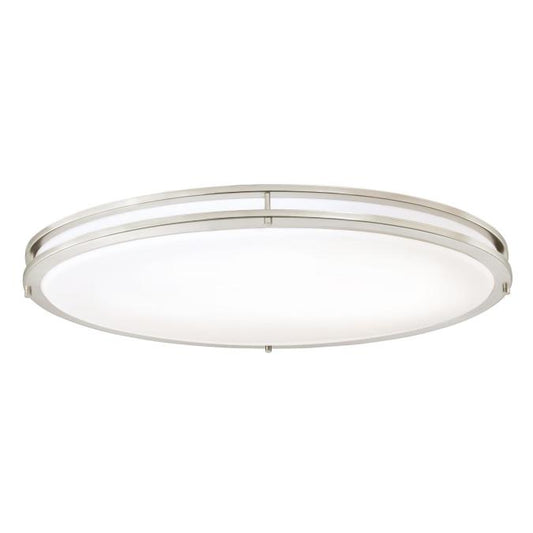 Lauderdale 32-1/2-Inch Oval Dimmable LED Indoor Flush Mount Ceiling Fixture: Brushed Nickel Finish with White Acrylic Shade