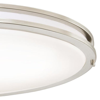 Lauderdale 32-1/2-Inch Oval Dimmable LED Indoor Flush Mount Ceiling Fixture: Brushed Nickel Finish with White Acrylic Shade