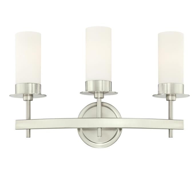 Roswell Three-Light Indoor Wall Fixture: Brushed Nickel Finish