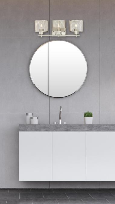 Morrison Three-Light Indoor Wall Fixture: Brushed Nickel Finish