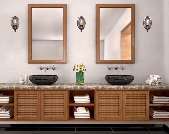 Barnwell One-Light Indoor Wall Fixture: Textured Iron and Barnwood Finish