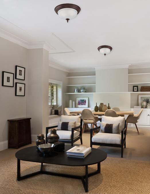 Two-Light Indoor Flush Ceiling Fixture: Oil Rubbed Bronze Finish with Frosted Swirl Glass