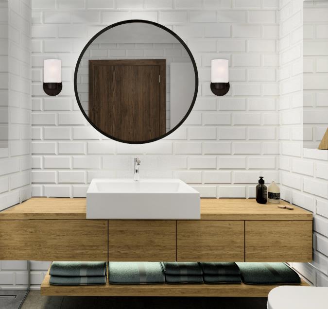 Sylvestre One-Light Indoor Wall Fixture: Oil Rubbed Bronze Finish with Frosted Glass