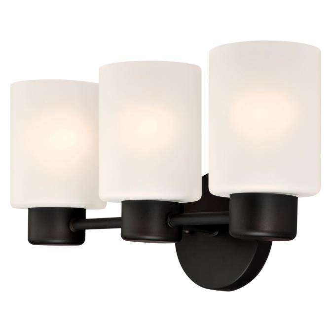 Sylvestre Three-Light Indoor Wall Fixture: Oil Rubbed Bronze Finish with Frosted Glass