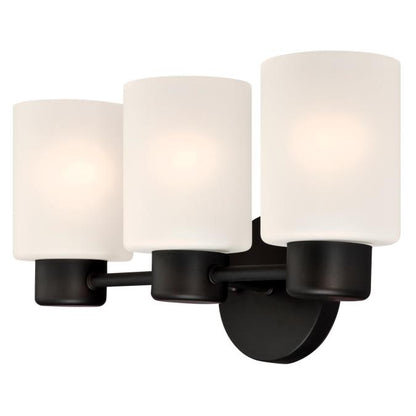 Sylvestre Three-Light Indoor Wall Fixture: Oil Rubbed Bronze Finish with Frosted Glass