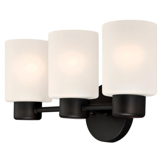 Sylvestre Three-Light Indoor Wall Fixture: Oil Rubbed Bronze Finish with Frosted Glass