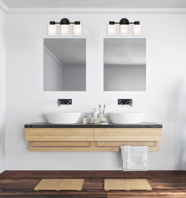 Sylvestre Three-Light Indoor Wall Fixture: Oil Rubbed Bronze Finish with Frosted Glass