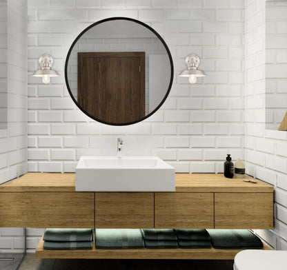 Iron Hill One-Light Indoor Wall Fixture: Brushed Nickel Finish with Metal Shade