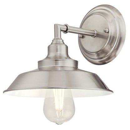 Iron Hill One-Light Indoor Wall Fixture: Brushed Nickel Finish with Metal Shade
