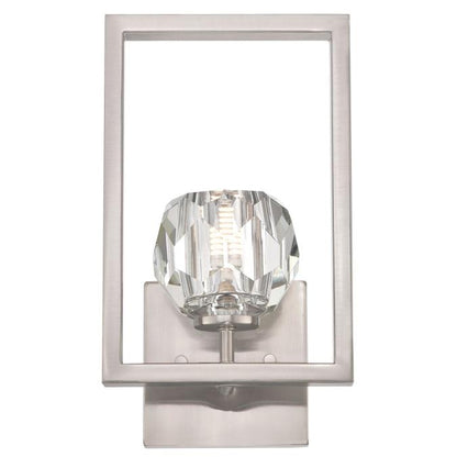 Zoa One-Light LED Indoor Wall Fixture: Brushed Nickel Finish with Crystal Glass