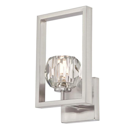 Zoa One-Light LED Indoor Wall Fixture: Brushed Nickel Finish with Crystal Glass