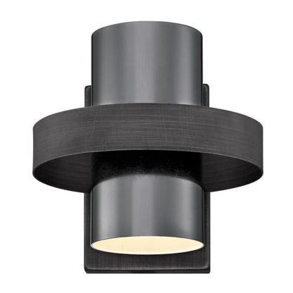 Exton One-Light Indoor Wall Fixture: Distressed Aluminum Finish with Gun Metal Shade