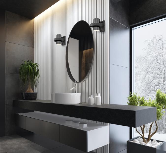 Exton One-Light Indoor Wall Fixture: Distressed Aluminum Finish with Gun Metal Shade