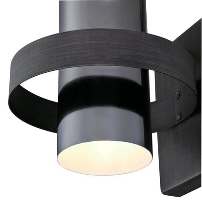 Exton One-Light Indoor Wall Fixture: Distressed Aluminum Finish with Gun Metal Shade