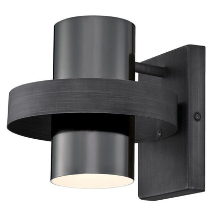 Exton One-Light Indoor Wall Fixture: Distressed Aluminum Finish with Gun Metal Shade