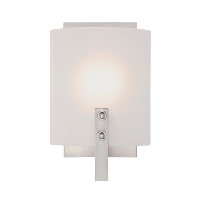 Enzo James One-Light Indoor Wall Fixture: Brushed Nickel Finish with Frosted Glass