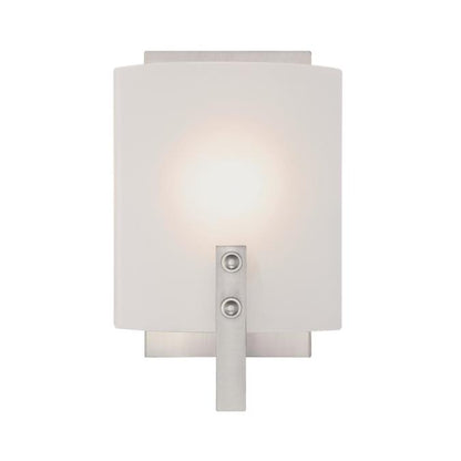 Enzo James One-Light Indoor Wall Fixture: Brushed Nickel Finish with Frosted Glass