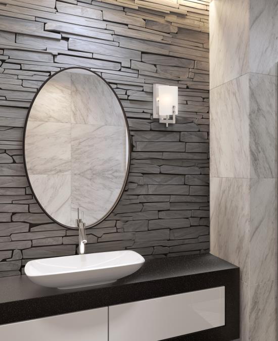 Enzo James One-Light Indoor Wall Fixture: Brushed Nickel Finish with Frosted Glass