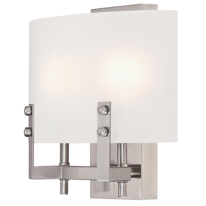 Enzo James Two-Light Indoor Wall Fixture: Brushed Nickel Finish with Frosted Glass